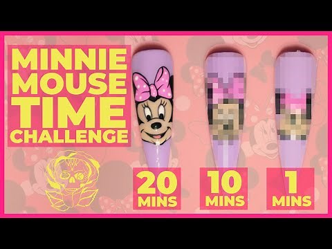 Minnie Mouse Gel Nail Painting in 20 mins 10 mins and 1 min