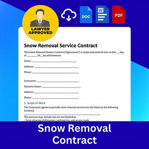 Snow Removal Contract Template | Editable Winter Services Agreement | Printable Snow Plowing Contract | Instant Download PDF & Word - Etsy