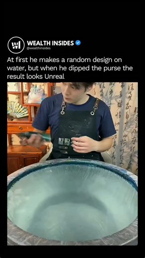 WEALTH INSIDES™ on Instagram: "Follow (us) @wealthinsides for more tech updates! At first, it looks completely random. Swirls of color floating on water — no pattern, no structure, no plan. 🎨💧 Anyone watching would assume it’s chaos. But this is where experience hides in plain sight. The moment the purse touches the surface, everything changes. The floating pigments wrap, stretch, and lock into place, transforming disorder into design. What looked accidental becomes intentional. What looked me