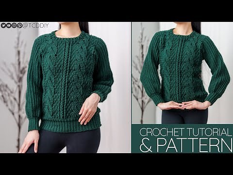 How to Crochet: Cable Stitch Crew Neck Sweater | Pattern & Tutorial DIY