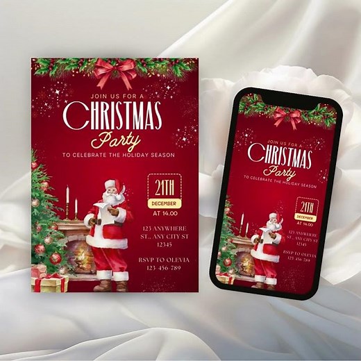 Editable Christmas Invitation Bundle – Canva Templates