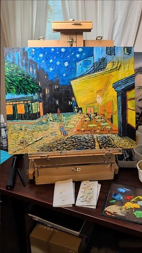 The Cafe Terrace Van Gogh oil painting finished on 16X20 canvas, my version 🖌️