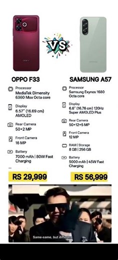 OPPO F33 VS SAMSUNG A57 !! #shorts #viral #trending #youtubeshorts #shortvideo #funny #love #short