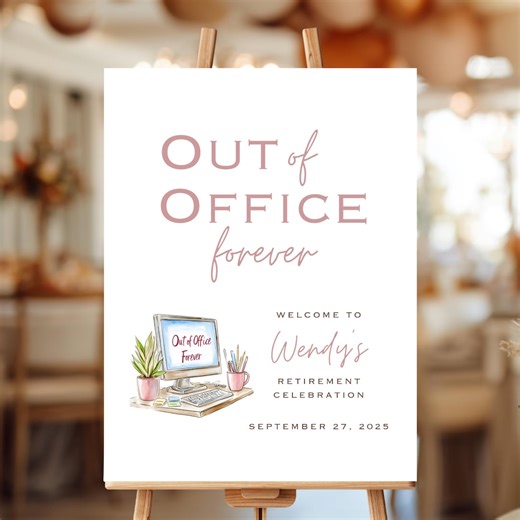 Out of Office Retirement Party Welcome Sign | Retirement Party Digital Download | Office Retire Template | Retirement Invitation | R01 - Etsy Ireland