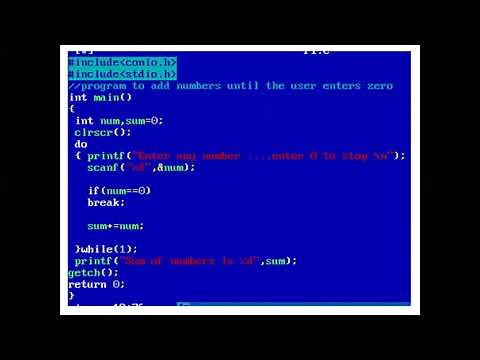 Program to add numbers until the user enters zero using infinite do while loop