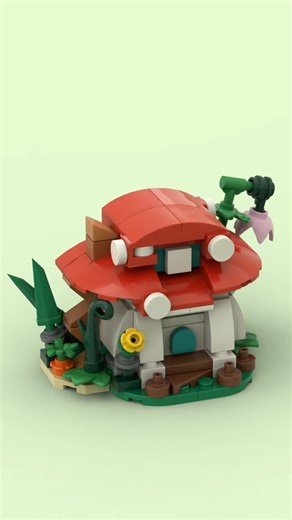 Building a LEGO Mushroom House! 🍄✨ (Microscale MOC) LEGO Micro Mushroom House Build! #shorts #lego