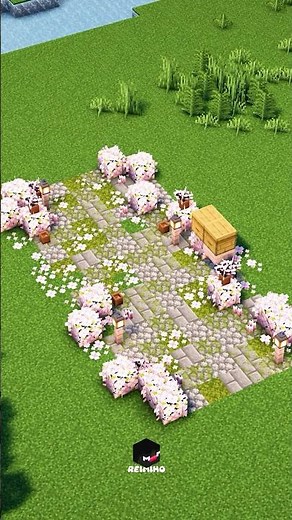 A pathway design for Cherry Blossom biome and builds! #minecraft #reimiho #fyp #minecraftbuilding