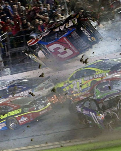 July 6th, 2015, the Coke Zero 400. On lap 161 in the tri-oval, Kevin Harvick would get into the back of Denny Hamlin. This would cause Hamlin to spin, and come back up into the field into Austin Dillon. This would cause Dillon to go airborne and over everyone into the catch fence. Dillon would then stop and bounce off the catch fence back on to the track spinning up side down. Having nowhere to go due to all the oil and debris on the track, Brad Keselowski would hit Austin Dillon. Since this hap