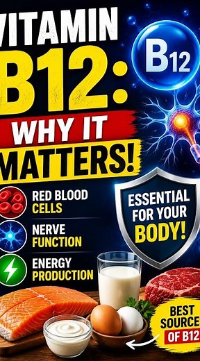 Vitamin B12: Why It Matters for Your Body 🧠⚡ | B12 Benefits Explained#shorts