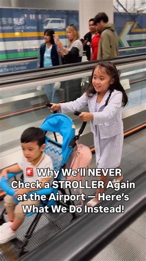 BarBelle EverAfter | Family Travel Content Creator on Instagram: "Once upon a time, we checked our stroller at the gate like good little travel rookies… …and that stroller came back looking like it had survived a boxing match with a baggage cart 😩 Bent wheels. Scratches. Mystery stains. One time, it didn’t come back at all. (RIP, $400 travel system.) So here’s what we do instead—and why we’ll never go back: ✅ We travel with a compact, cabin-approved stroller that folds down smaller than a backp
