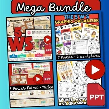 5 Ws Graphic Organizer Bundle | Nonfiction Summarizing, Anchor Chart, Posters