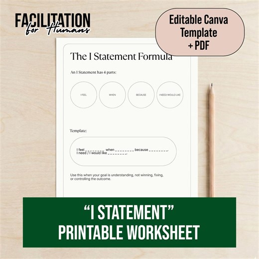 I Statement Worksheet, Conflict Resolution Guide, Non Violent Communication NVC, Couples Therapy Tool, Communication Skills, Editable Canva - Etsy Australia