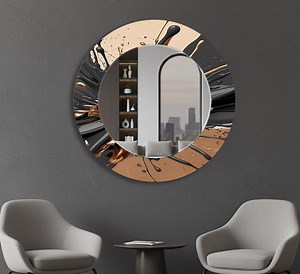 Modern Round Mirror Wall Art, Circular Mirror Decor for Living Room Hallway Bedroom, Elegant Minimal Interior Design - Etsy
