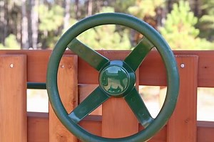 Gorilla Playsets Mountaineer Wooden Outdoor Playground Set with Tube & Wave Slide, Sandbox, Rock Wall, Swing set, and Playset Accessories 01-0005-AP