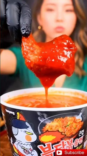 CRAZY SPICY! 🔥 Samyang Buldak Fire Ramen & Sauce-Dripping Fried Chicken Mukbang! 🍗🌶️#food #foodlover