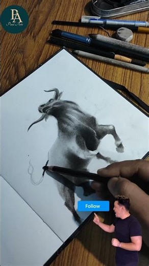 Bull #art #ytstudioes #shortsfeed #drawing #drawingtechniques #viral #trending #trendingshorts