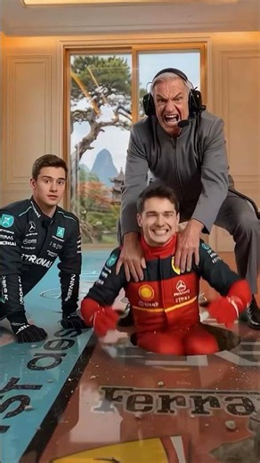 THIS DOUBLE EPOXY FLOOR IS CRAZY 🤯 F1 Mercedes 🔵 vs Ferrari 🔴 #f1