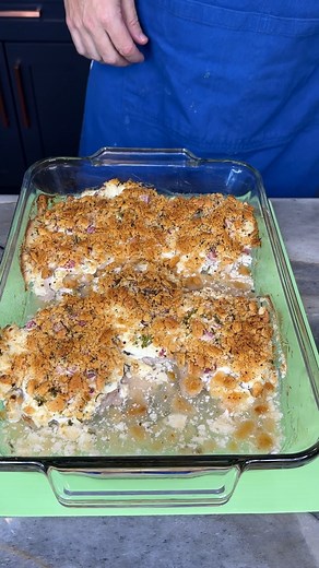 Viral pork chop dinner is a winner! Marty M makes delicious pork chops with cream cheese, chives, Ritz crackers and a side of applesauce stuffing! | Marty M
