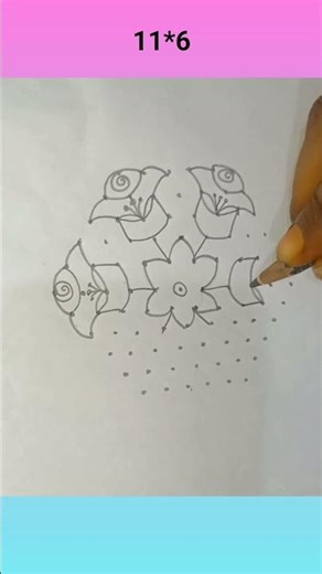 Beginner Friendly Rangoli Design,✨Quick and Beautiful 11-6 Dot Rangoli #dailyrangoli