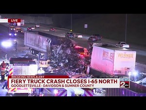 Crash involving 2 semi-trucks shuts down I-65