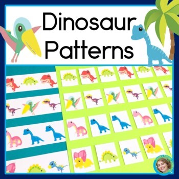 Dinosaur Patterns Math Cut & Paste Patterning Worksheets Preschool Kindergarten