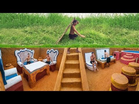 Building water slide park into underground house and underground swimming pool