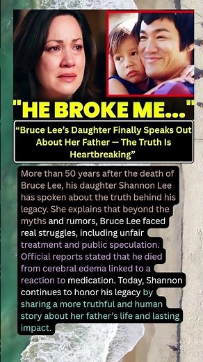 “Bruce Lee’s Daughter Finally Speaks Out About Her Father — The Truth Is Heartbreaking”