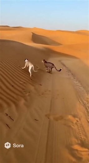 Whippet Outspeeds a Cheetah to Protect a Child on the Dune Path! | AI | Sora