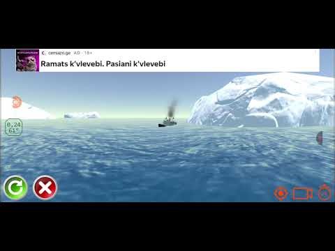 Ship mooring 3d: cargo steamer sinks after hitting a iceberg