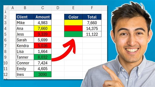 How to SUM & COUNT cells by color in Excel