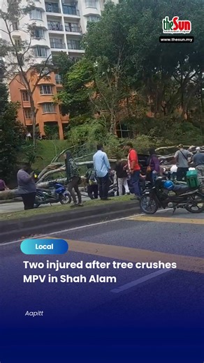 16 Feb 2026: Two women were injured when a falling tree crushed their multi-purpose vehicle (MPV) near an apartment building in Section 7, Shah Alam, today. The Selangor Fire and Rescue Department said they received a distress call at 12.11pm and dispatched 12 firefighters with two engines to the scene. Rescuers extricated the trapped victims, aged 39 and 42. One was hurt on the face and head, while the other sustained injuries to the torso. The Sun Malaysia #theSun #theSunMY #ShahAlam #FallingT