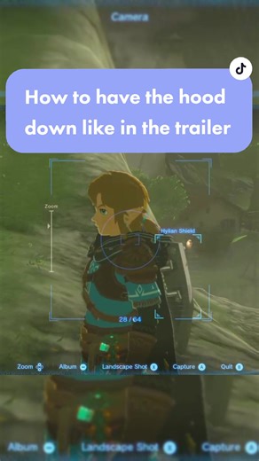 Zelda totk tutorial on how to modify the Hylian hood to have its hood down like in the game trailer! #zelda #totk #zeldatotk #thelegendofzelda #zeldatearsofthekingdom #tearsofthekingdom #gaming #fyp #tipsandtricks #zeldaclips #nintendo