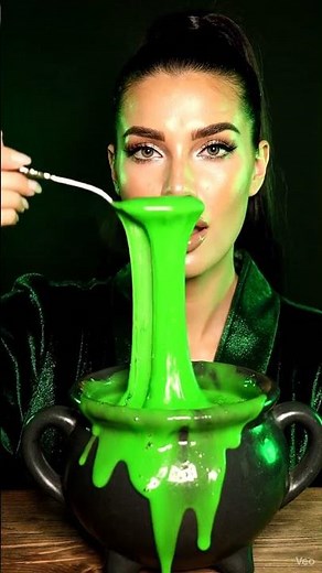 Green Witch Slime Soup 💚 | Halloween ASMR | Sticky, Stretchy Sounds
