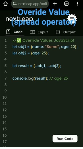 😎 Overide value syntax (spread operator) in javascript