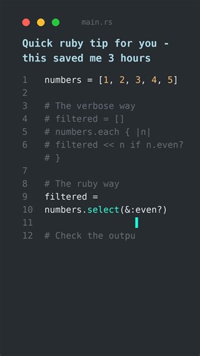 A better way to write ruby code 💡 ⭐ #rubytips #coding #shorts