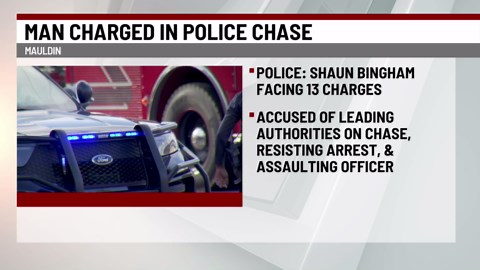 Upstate man faces over a dozen charges after police chase in Mauldin