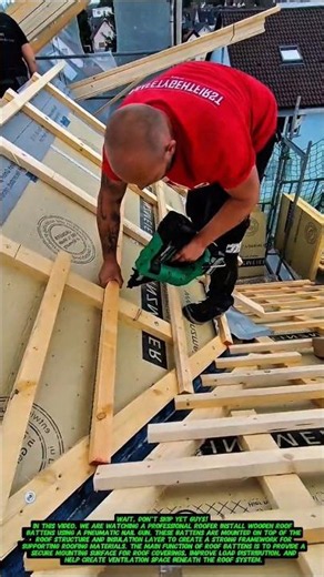 Fast Roof Batten Installation with Nail Gun | Modern Roofing Construction.