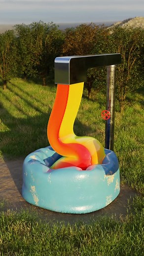 Colorful Liquid Art in a Large Inflatable Pool