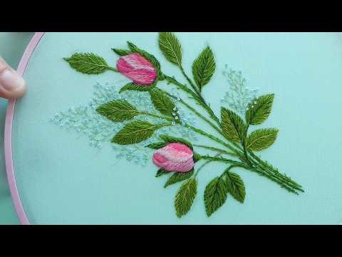 Learn Rose Embroidery | Wool Thread Satin Stitch Flower Technique