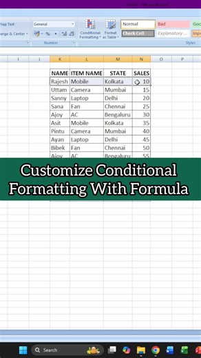 Customize Conditional Formatting With Formula in Excel #excel