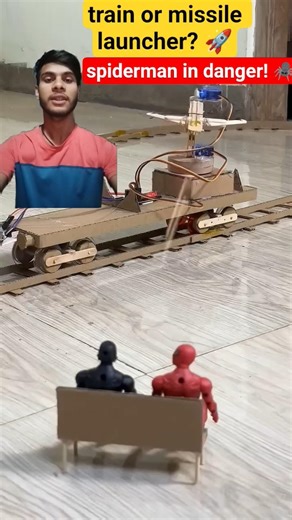 भाई ये ट्रेन है या मिसाइल लॉन्चर 🚀 | diy train missile system | spider man under attack #shorts #diy