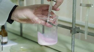 Laboratory control experiments. Milk testing. Reagent and milk mixing reaction.