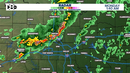 2am update: A line of non-severe thunderstorms is moving through Denton county. Frequent lightning and heavy rain continue. Still expecting more widespread rain arrives closer to daybreak. #wfaaweather | Pete Delkus