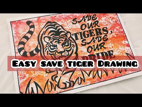Save Tiger with Slogan Poster/Poster on International Tiger Day easy/World Tiger Day/save wildlife