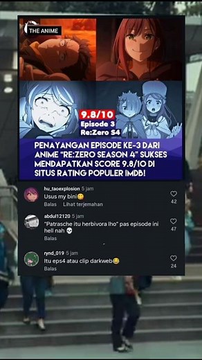RE ZERO SEASON 4 DAPAT RATING 9,8 DI IMDB