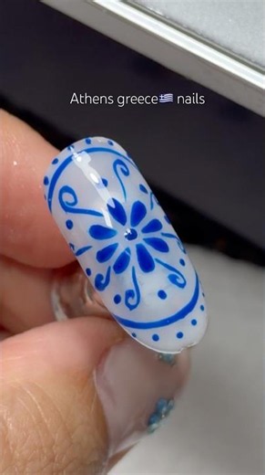 How to Paint Talavera / Porcelain Style Nails 💅 Blue & White Summer Design #nailart #nailtutorial