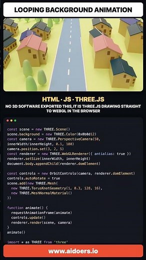 Looping Background Animation · HTML · JS · THREE.JS