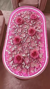 Glowing Floral Epoxy Table: LED Rose Resin Pour