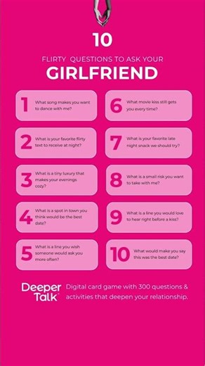 10 Flirty Questions to Ignite Chemistry 💕 Send This to Your Girlfriend 😉