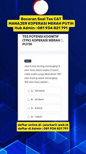 SOAL KOGNITIF MANAJER KOPERASI MERAH PUTIH #koperasimerahputih #kognitif #unhan #profilingasn